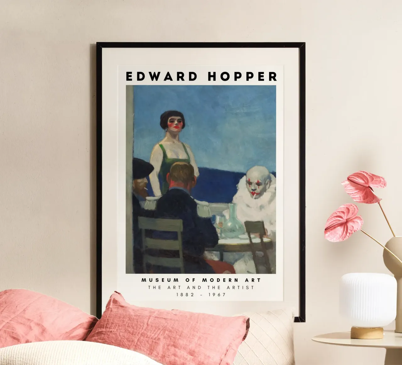 Edward Hopper Figure Bar notturno Interno Stampa poster con telaio in alluminio da NorwesClub