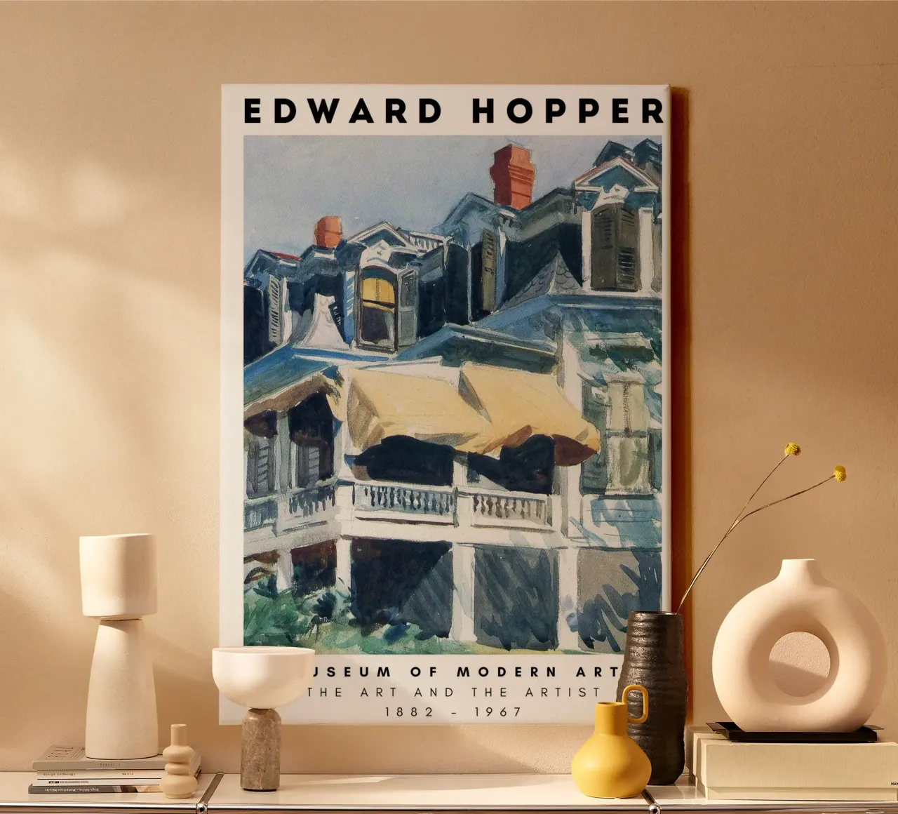 Edward Hopper Architectuur Stadslandschap Print canvas met Baklijst van NorwesClub