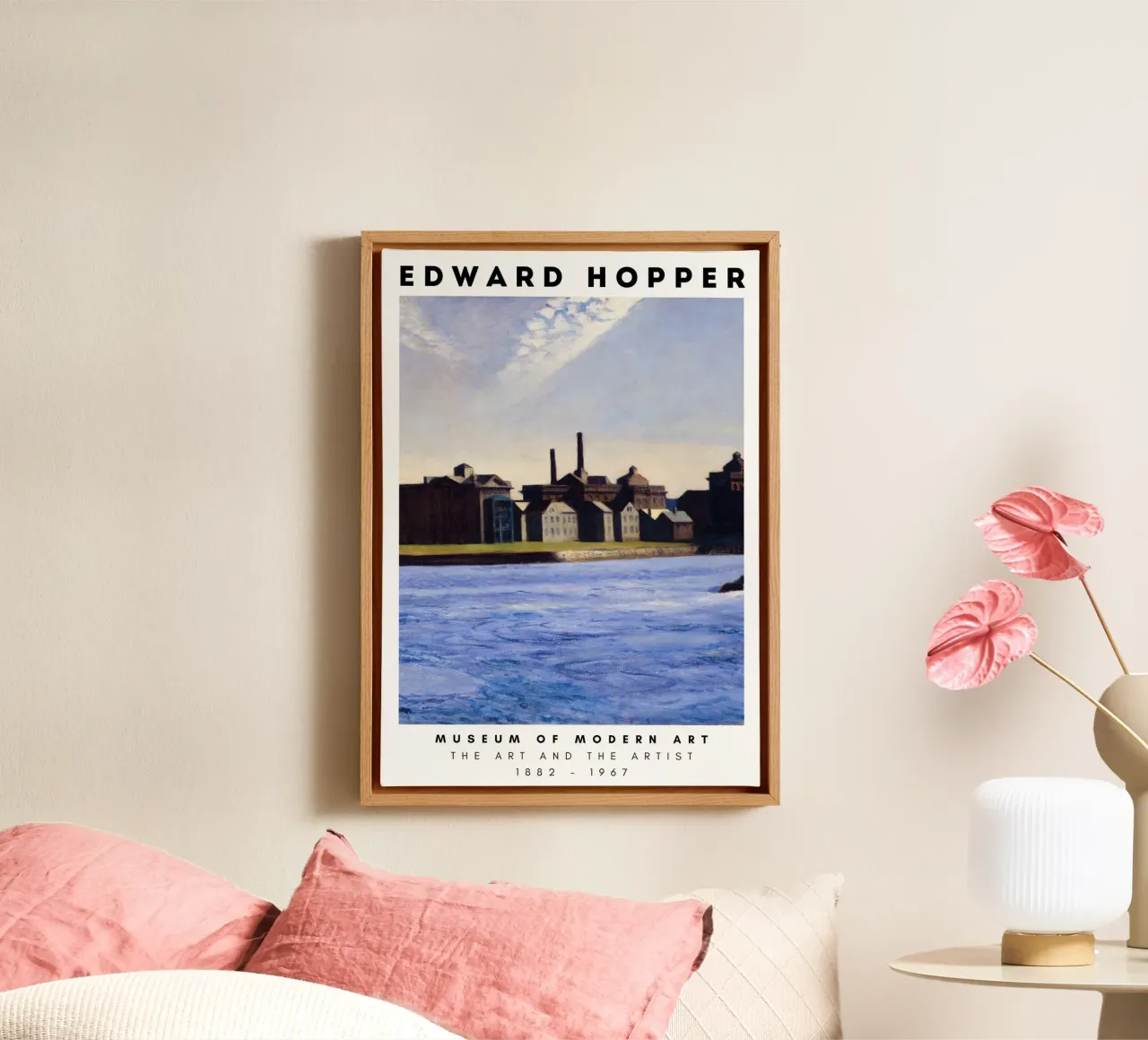 Edward Hopper Architectuur Kust Stedelijk Landschap Print canvas met Baklijst van NorwesClub