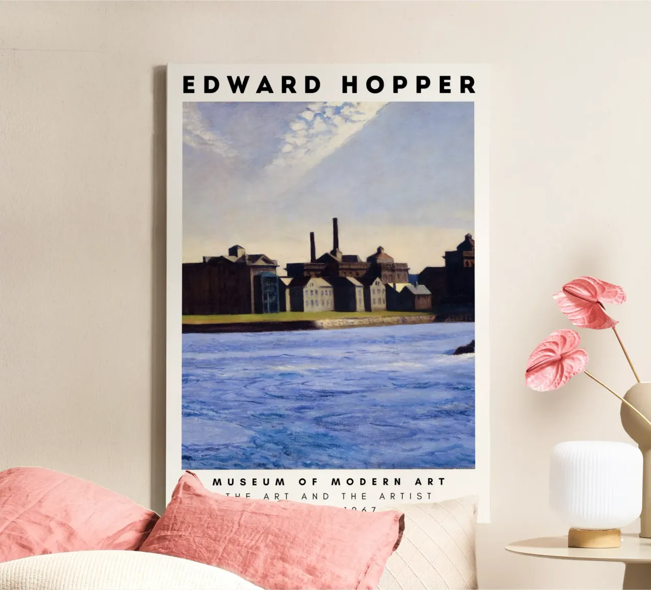 Edward Hopper Architectuur Kust Stedelijk Landschap Print canvas met Baklijst van NorwesClub