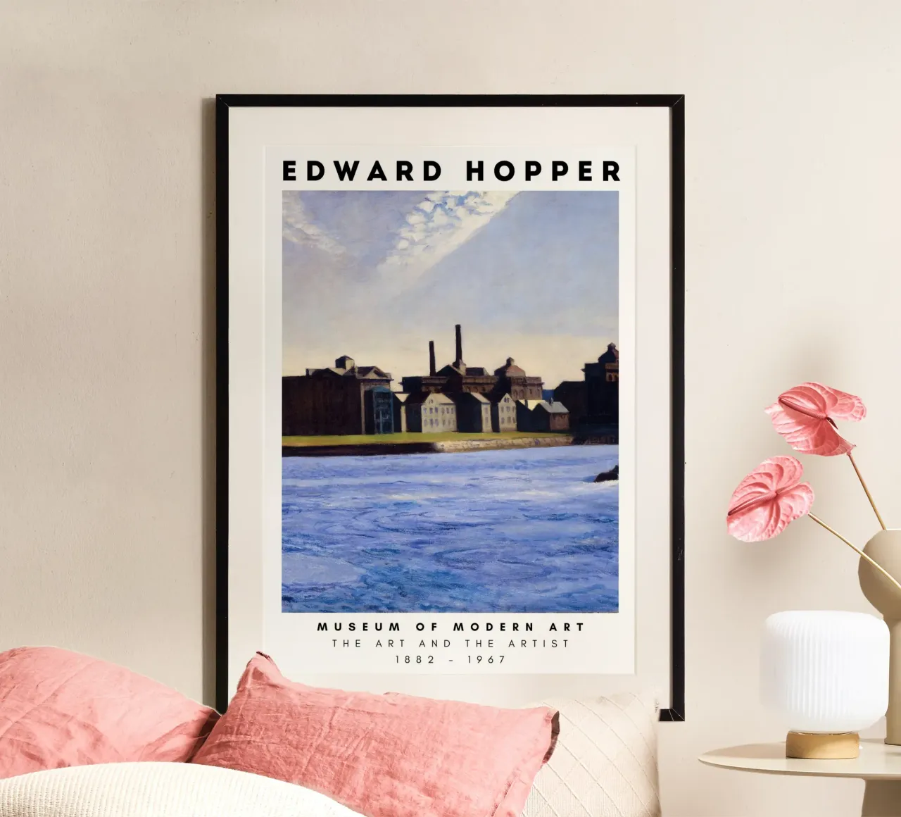 Edward Hopper Architecture Coastal Urban Scene Print poster avec cadre en aluminium de NorwesClub