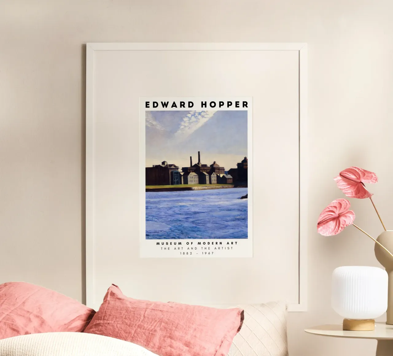 Edward Hopper Architecture Coastal Urban Scene Print poster avec cadre en aluminium de NorwesClub