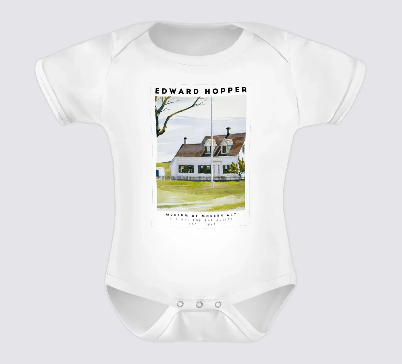 Edward Hopper Architectuur Kust Stedelijk Landschap Print babyrompertje korte mouwen van NorwesClub