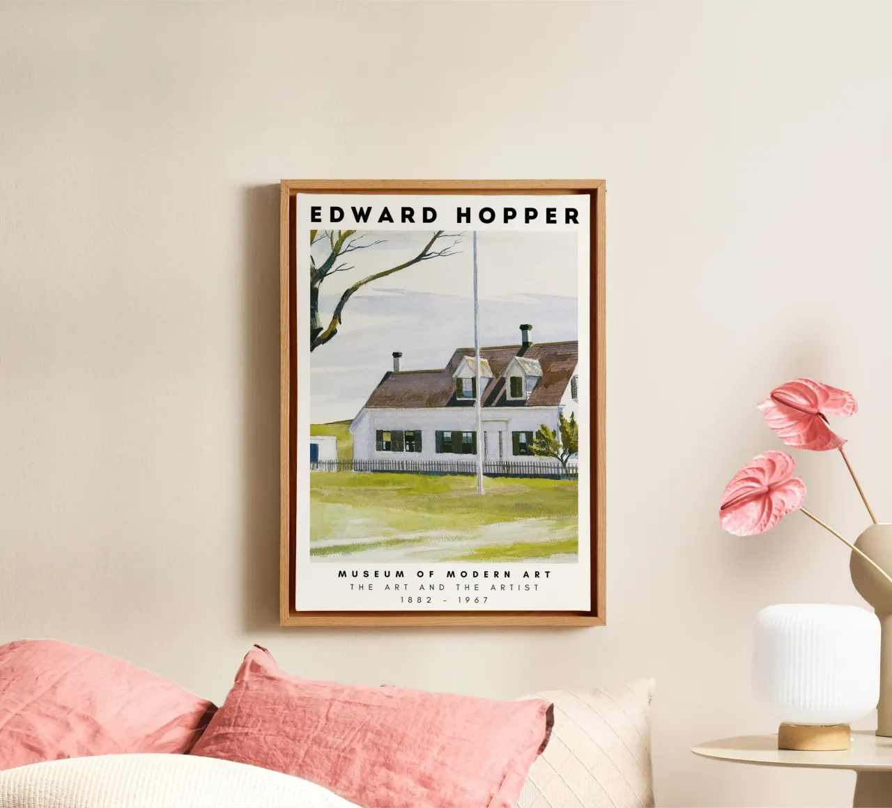 Edward Hopper Architectuur Kust Stedelijk Landschap Print canvas met Baklijst van NorwesClub