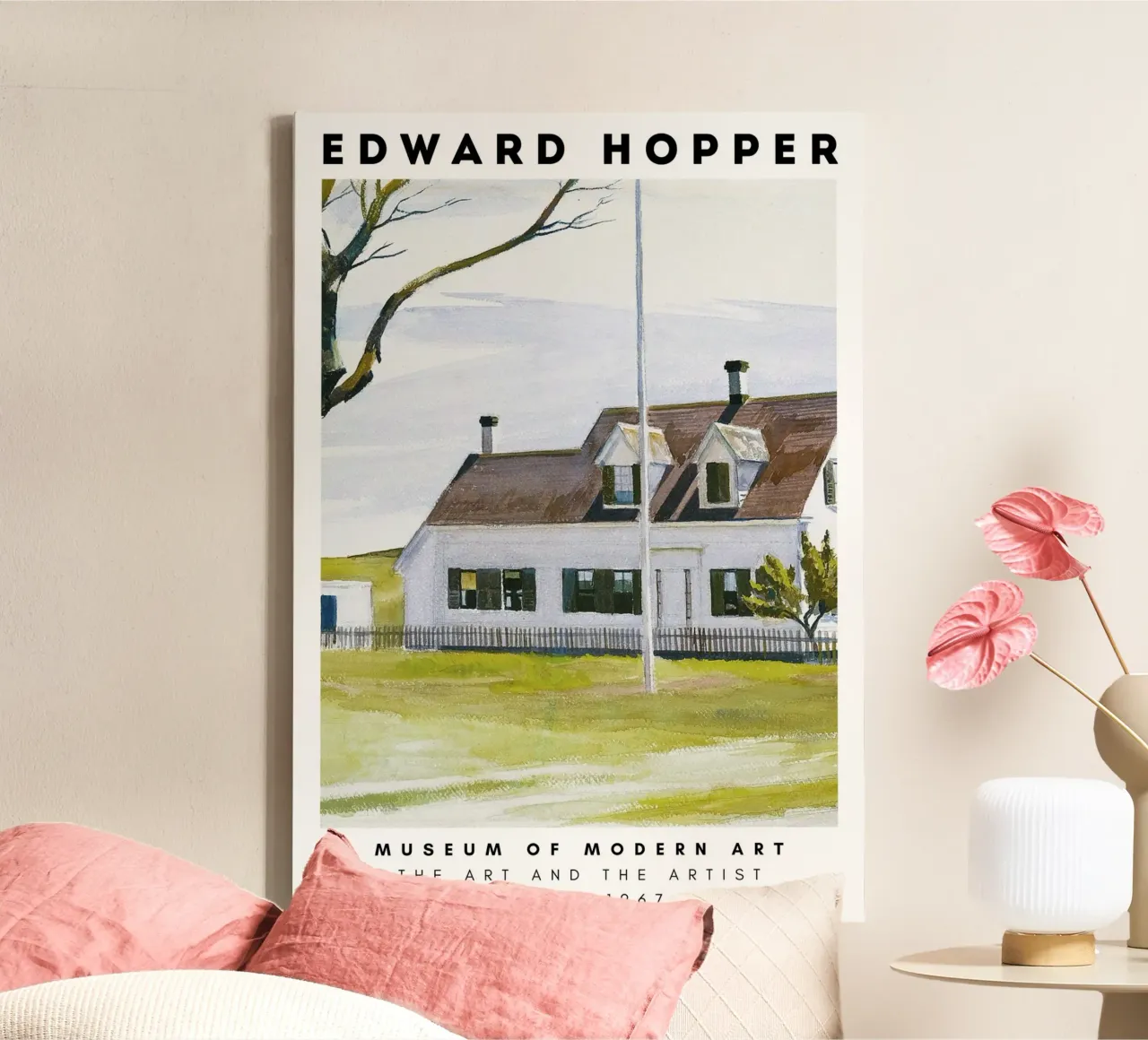 Edward Hopper Architectuur Kust Stedelijk Landschap Print canvas met Baklijst van NorwesClub