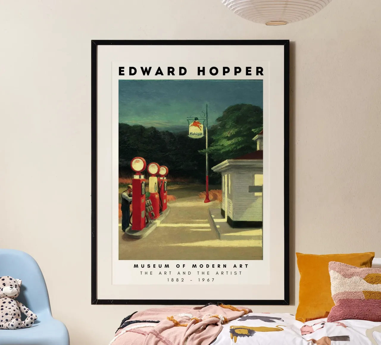 Edward Hopper "Gas" Print | Amerikaans Realisme Wegenkunst poster met aluminium frame van NorwesClub