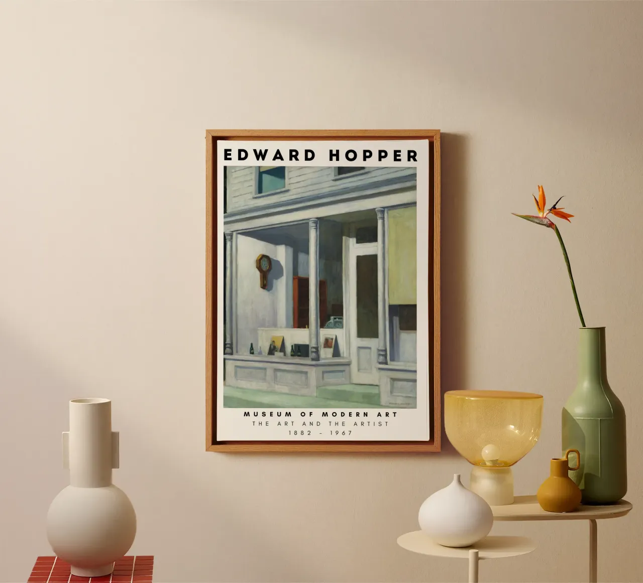Edward Hopper Zeven A.M. | Amerikaans Realisme Storefront canvas met Baklijst van NorwesClub