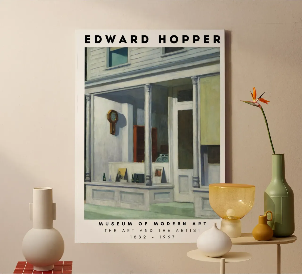 Edward Hopper Zeven A.M. | Amerikaans Realisme Storefront canvas met Baklijst van NorwesClub