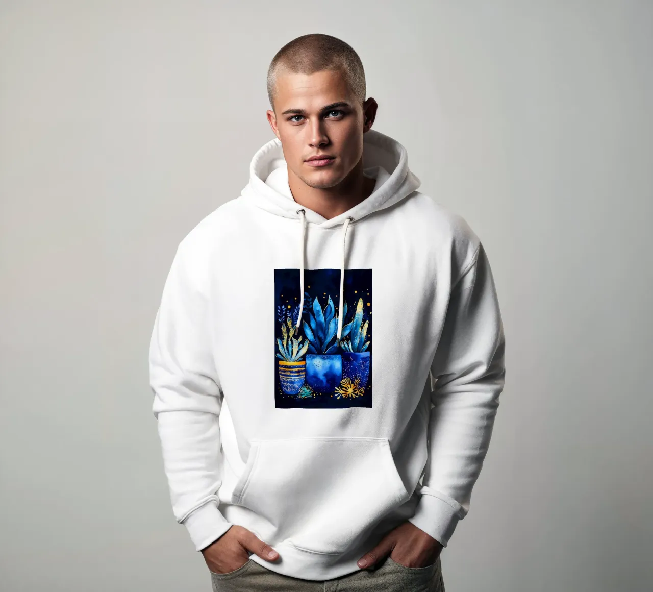 Piante in vaso blu felpa con cappuccio da Justyna Jaszke JBJart