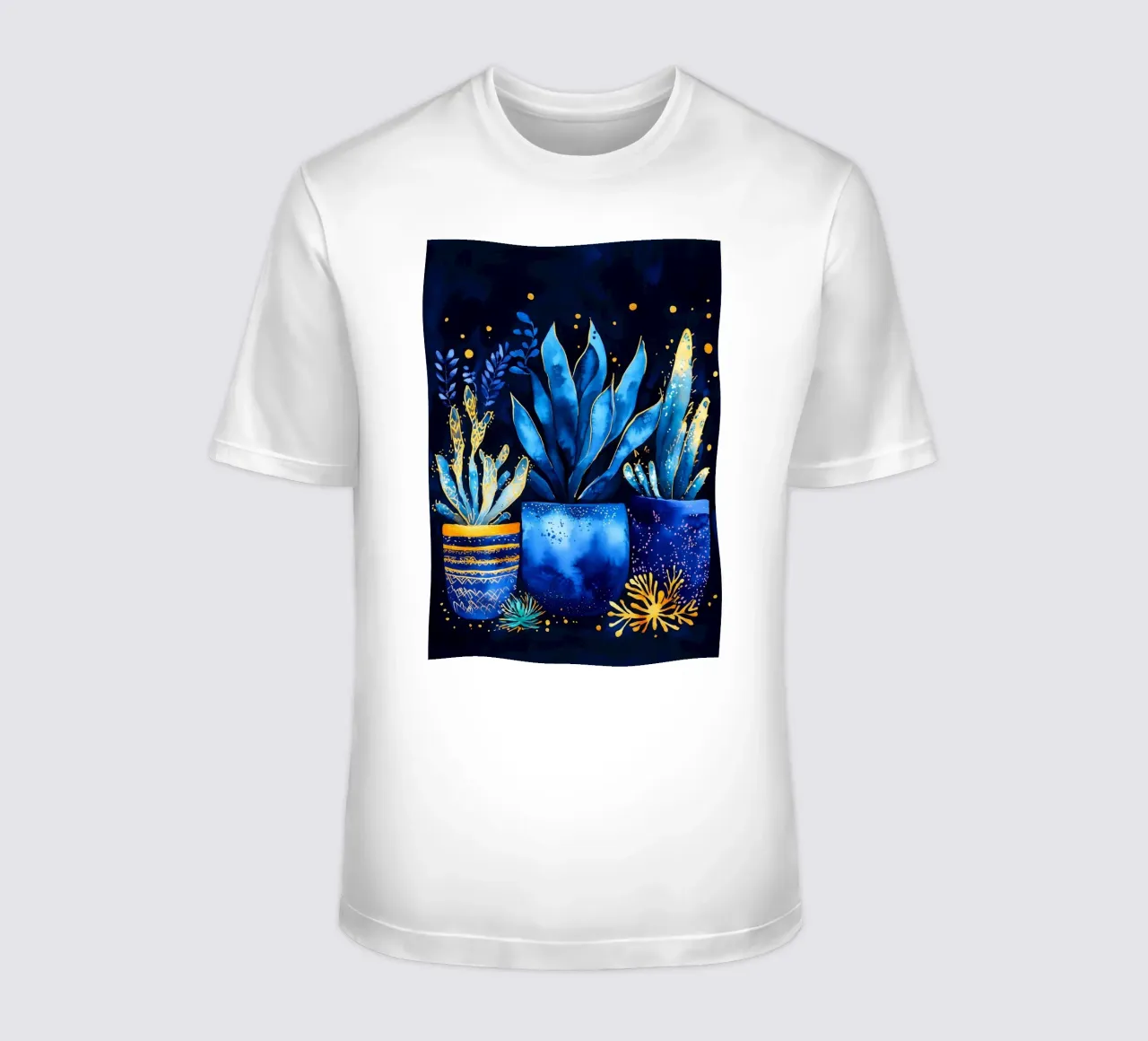 Piante in vaso blu t-shirt da Justyna Jaszke JBJart