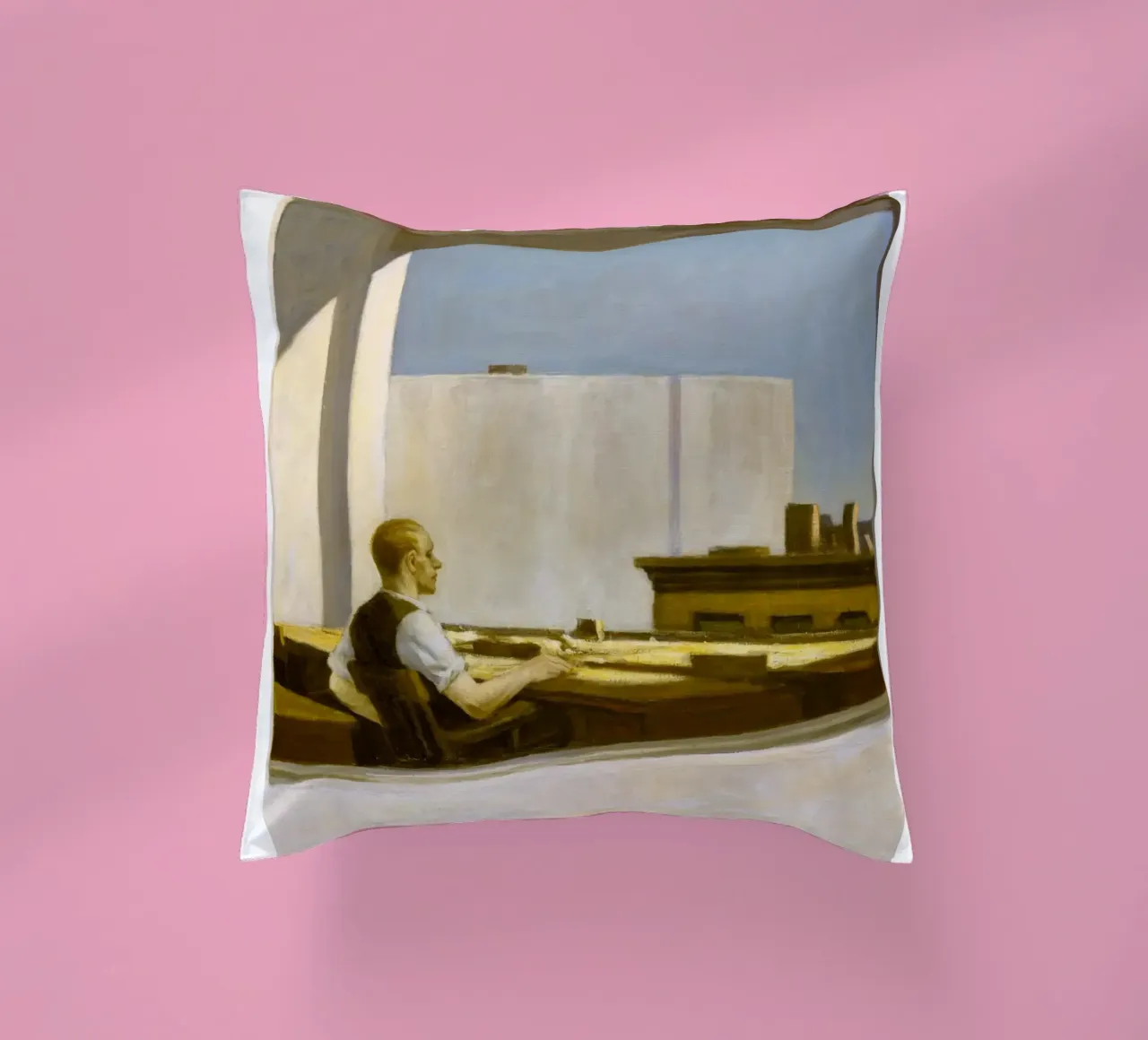 Ufficio di Edward Hopper in una piccola città - Arte del realismo americano cuscino da NorwesClub