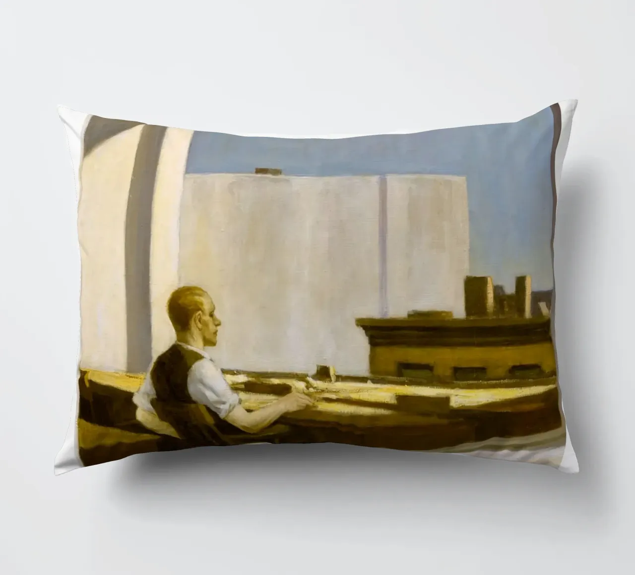 Ufficio di Edward Hopper in una piccola città - Arte del realismo americano cuscino da NorwesClub
