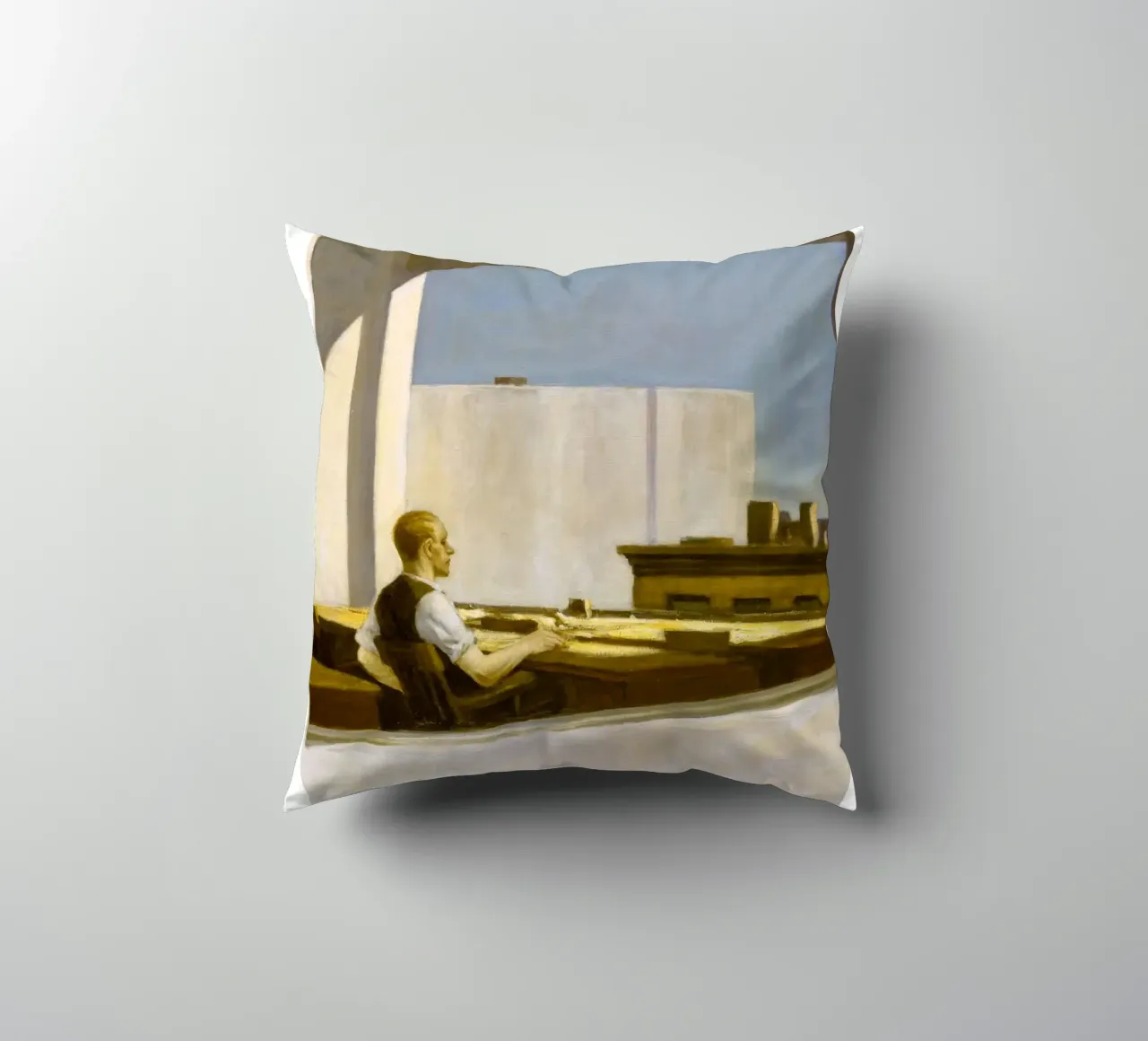 Ufficio di Edward Hopper in una piccola città - Arte del realismo americano cuscino da NorwesClub