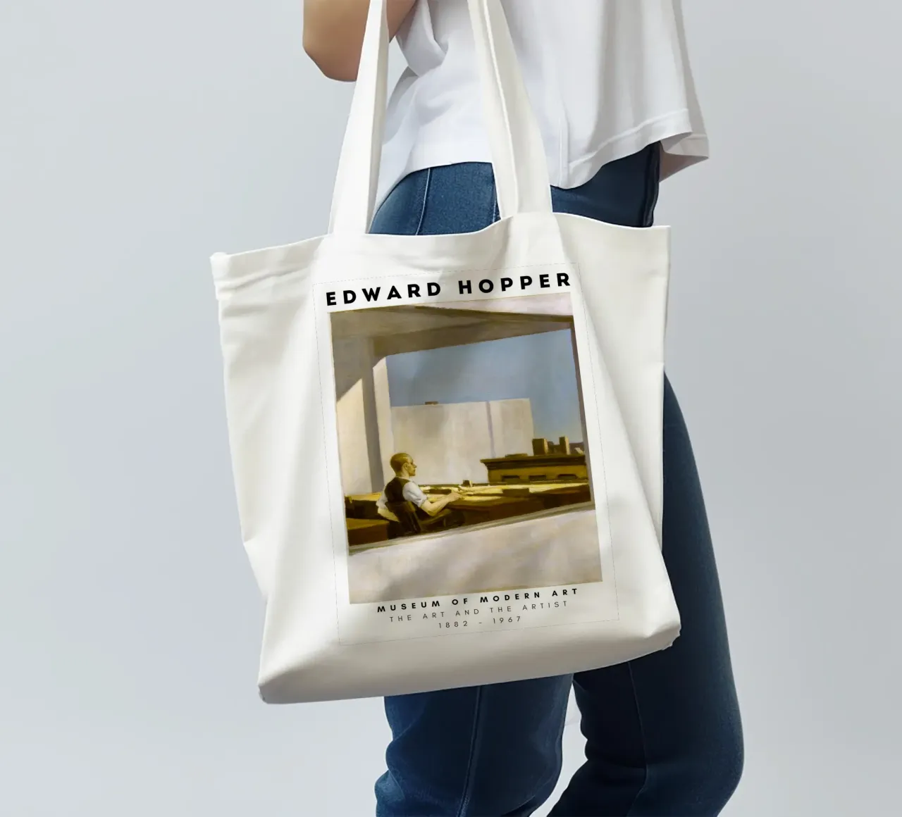 Ufficio di Edward Hopper in una piccola città - Arte del realismo americano borsa in juta da NorwesClub