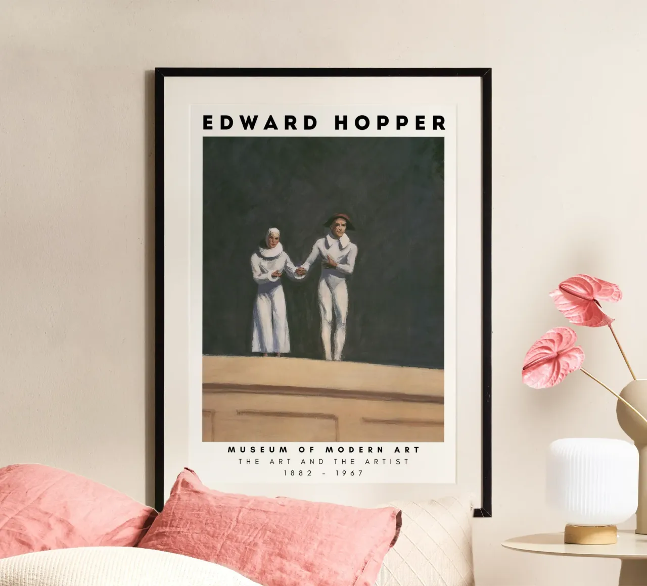 Edward Hopper Due comici - Arte del realismo americano poster con telaio in legno da NorwesClub
