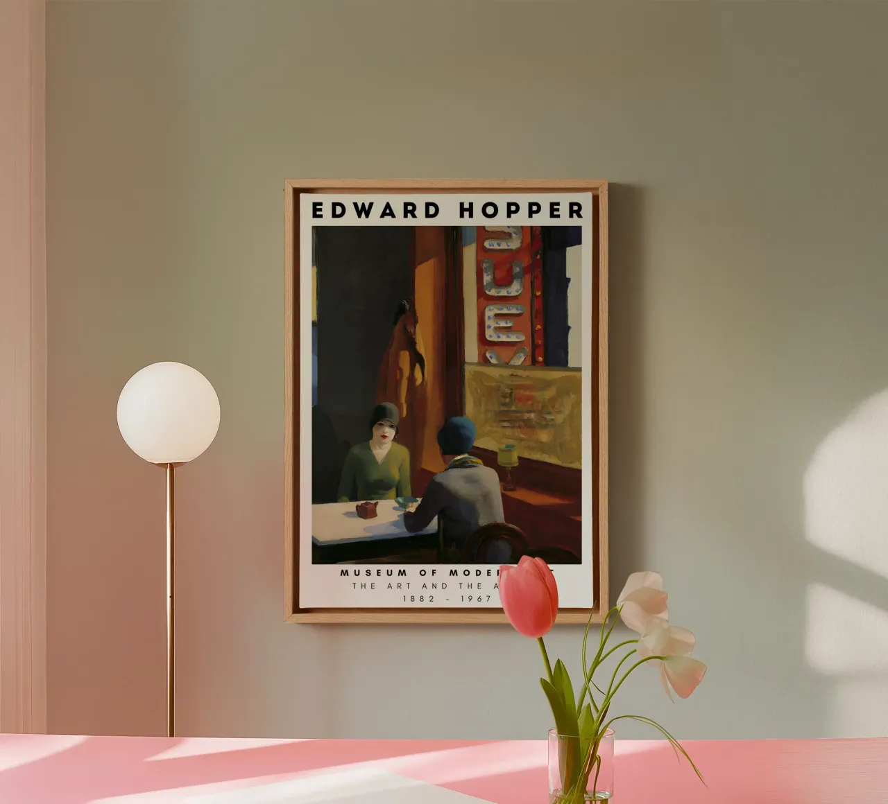 Edward Hopper Chop Suey - Amerikaans realisme Stedelijke kunst canvas met Baklijst van NorwesClub