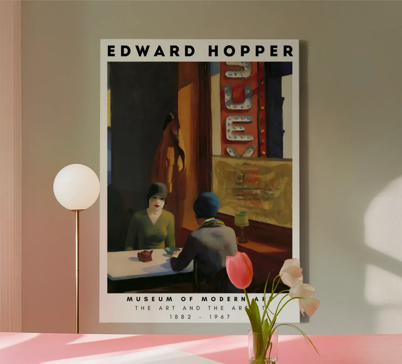 Edward Hopper Chop Suey - Amerikaans realisme Stedelijke kunst canvas met Baklijst van NorwesClub