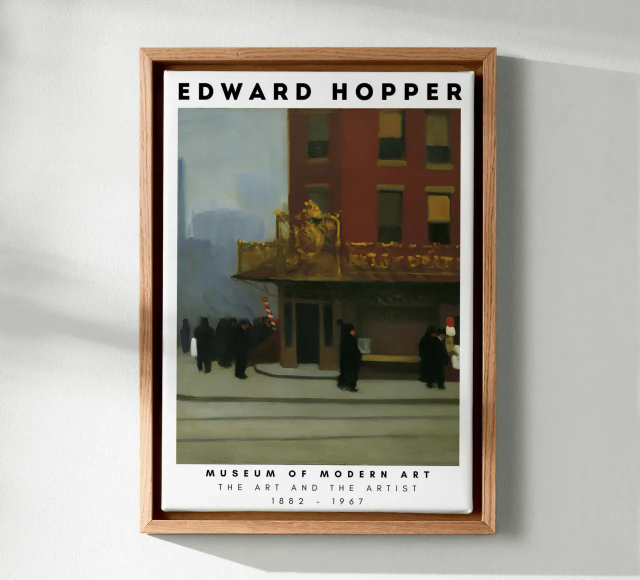 Edward Hopper New York Corner - Stedelijk realisme kunst canvas met Baklijst van NorwesClub