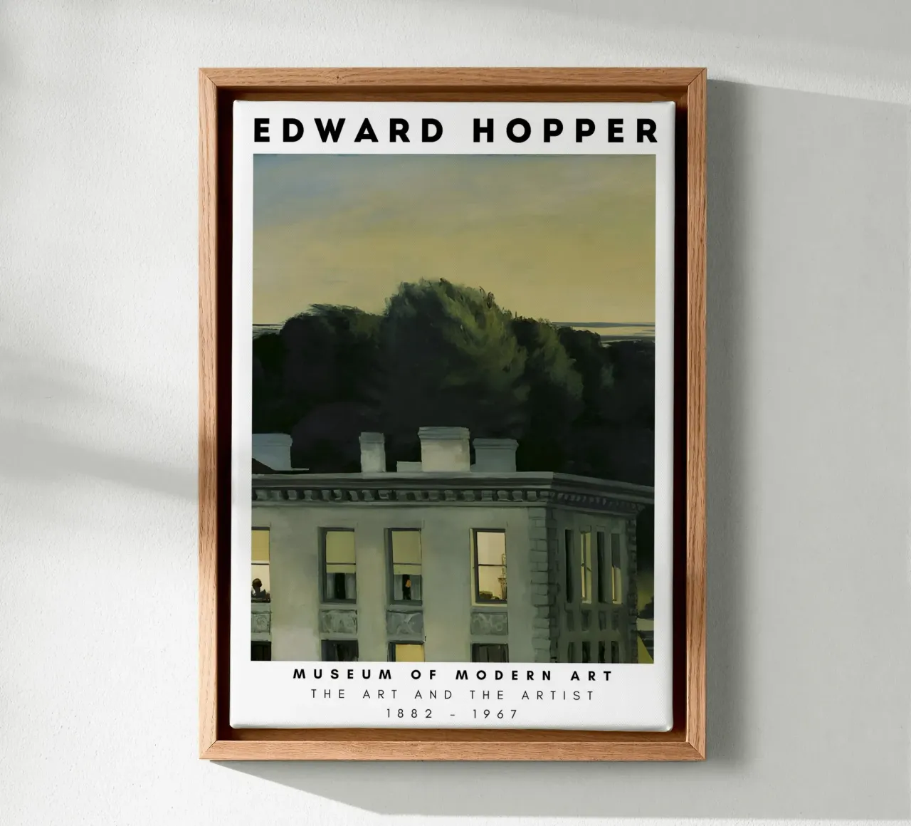 Edward Hopper Huis bij Schemering - Amerikaanse Realisme Print canvas met Baklijst van NorwesClub