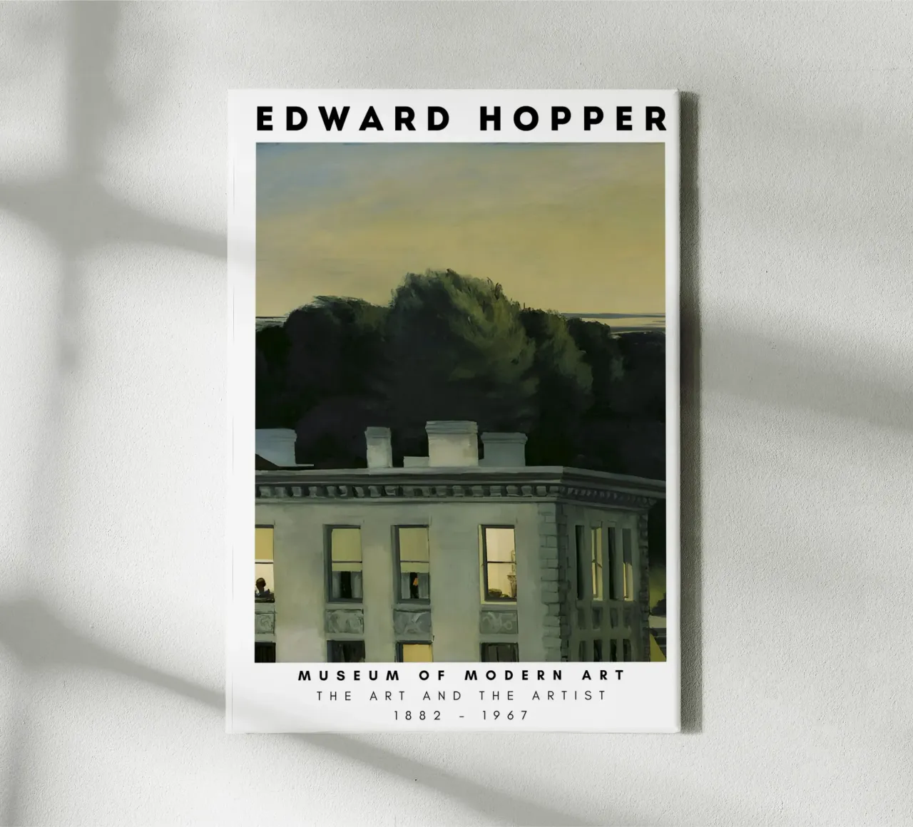 Edward Hopper Huis bij Schemering - Amerikaanse Realisme Print canvas met Baklijst van NorwesClub