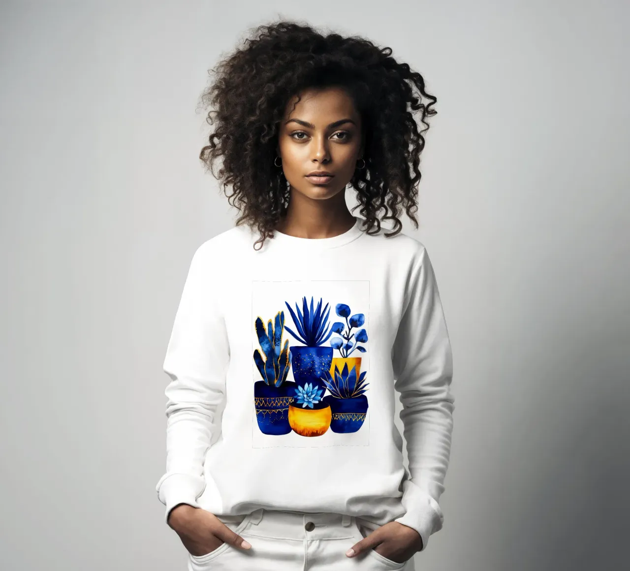 Piante in vaso blu felpa da Justyna Jaszke JBJart