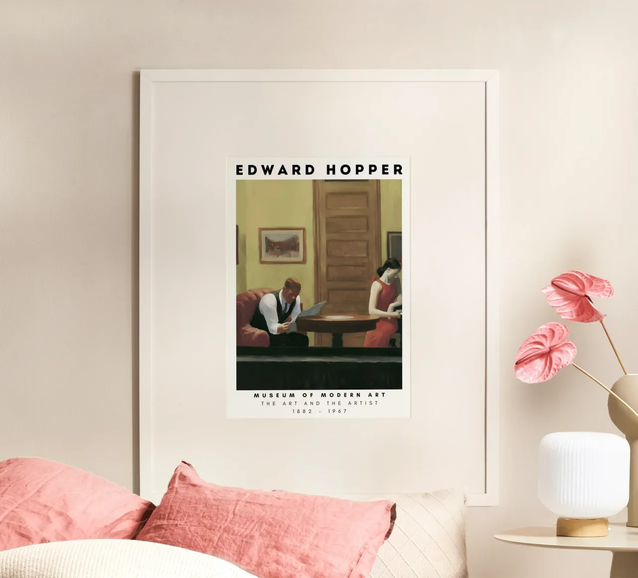 Edward Hopper Hotel Lobby - Amerikaans realisme Print poster met kunststof frame van NorwesClub