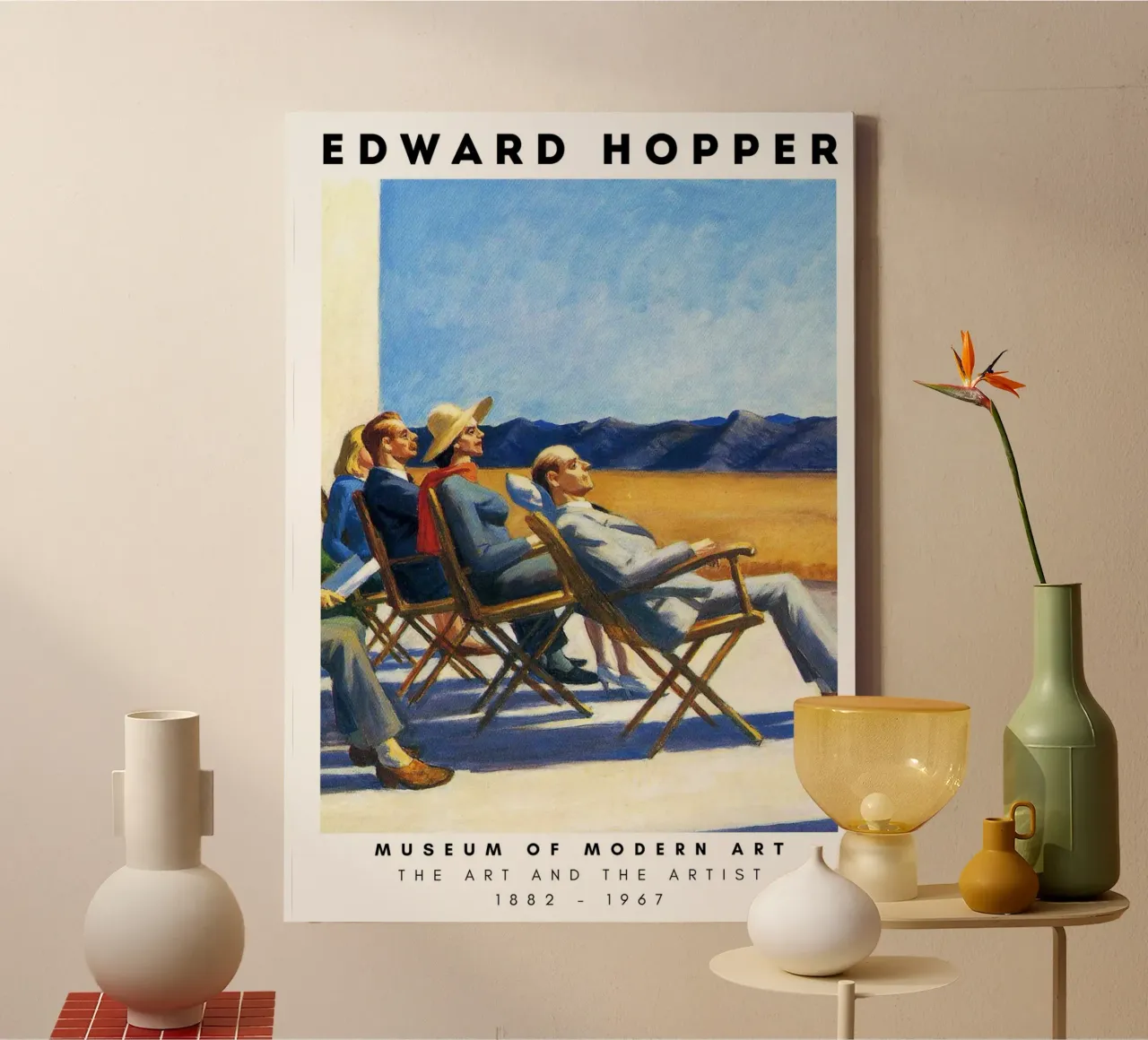 Edward Hopper Mensen in de zon - Amerikaans realisme Print canvas met Baklijst van NorwesClub