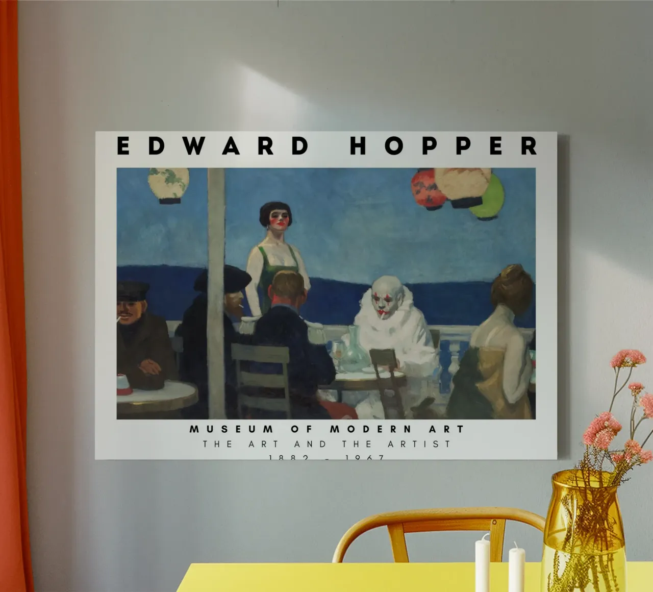 Edward Hopper Soir Bleu - Amerikaans realisme canvas met Baklijst van NorwesClub
