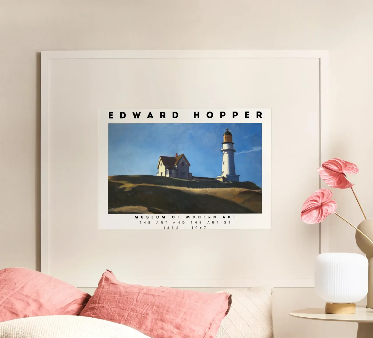 Edward Hopper La collina del faro - Realismo americano poster con telaio in alluminio da NorwesClub