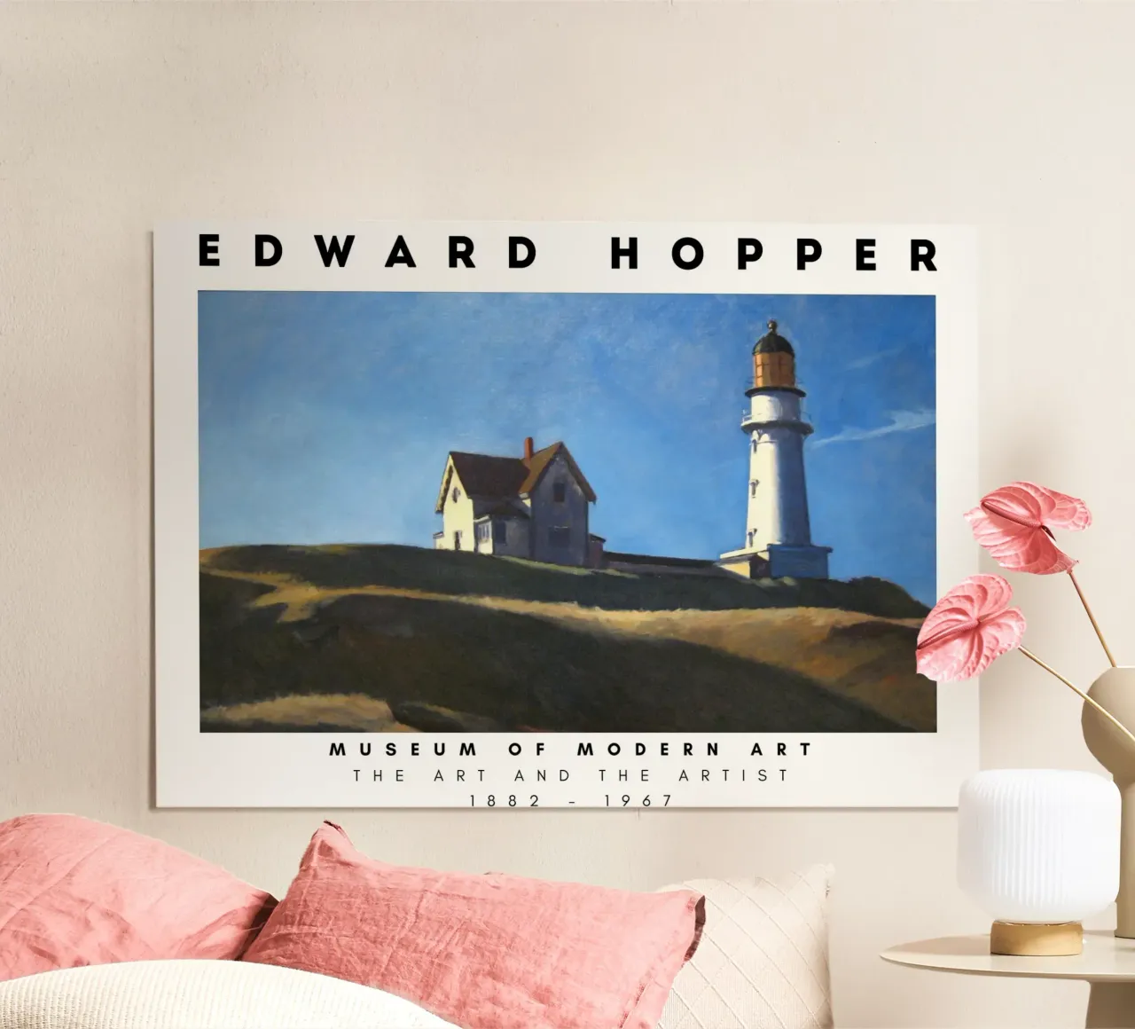 Edward Hopper La collina del faro - Realismo americano poster con telaio in alluminio da NorwesClub