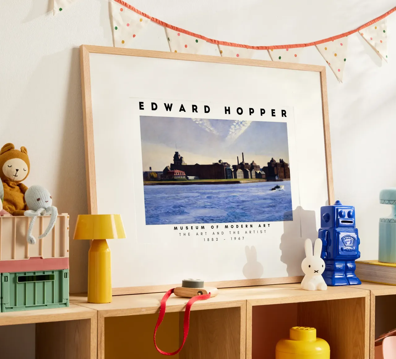 Edward Hopper L'isola di Blackwell - Realismo urbano poster con telaio in alluminio da NorwesClub