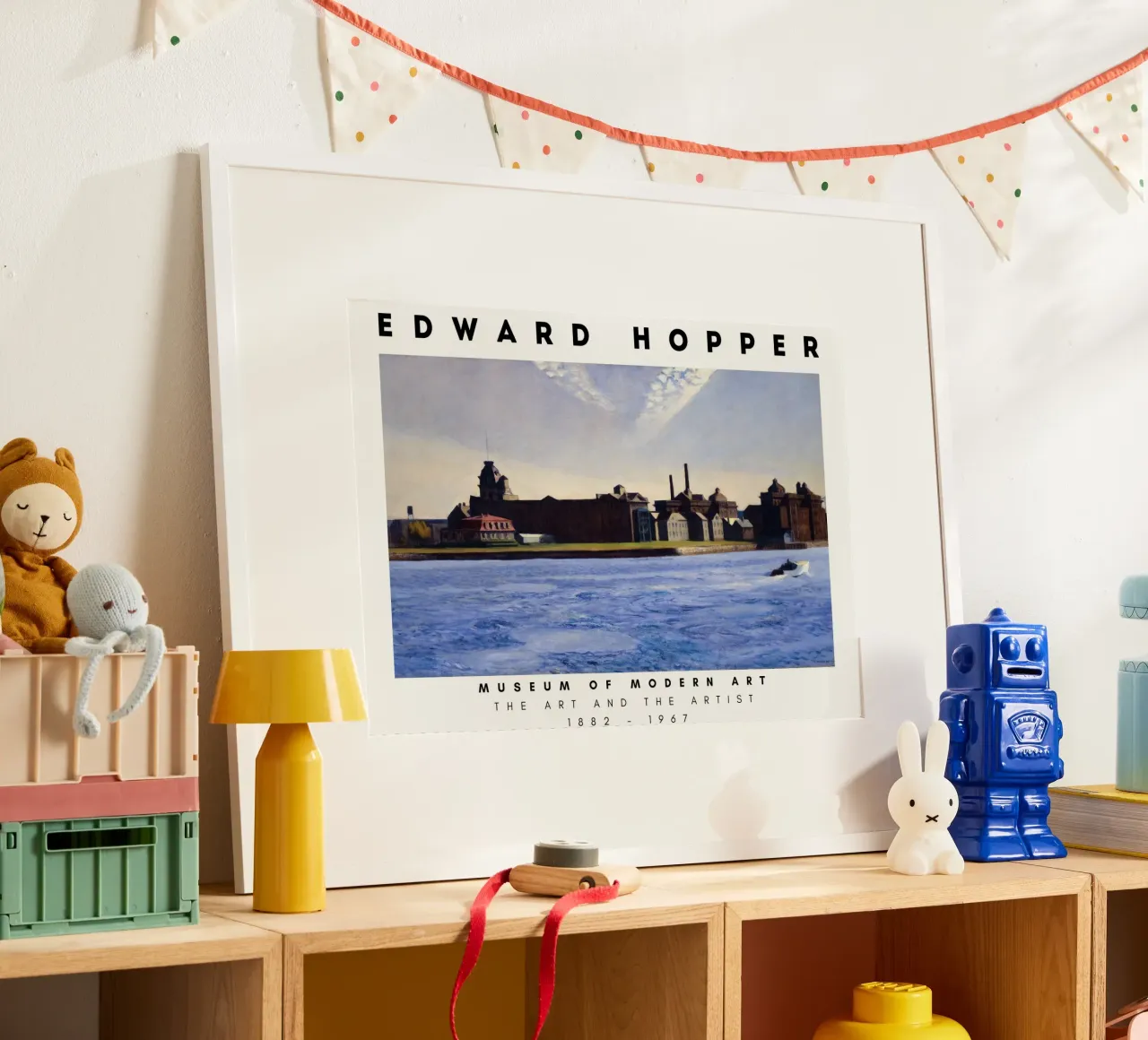 Edward Hopper L'isola di Blackwell - Realismo urbano poster con telaio in alluminio da NorwesClub