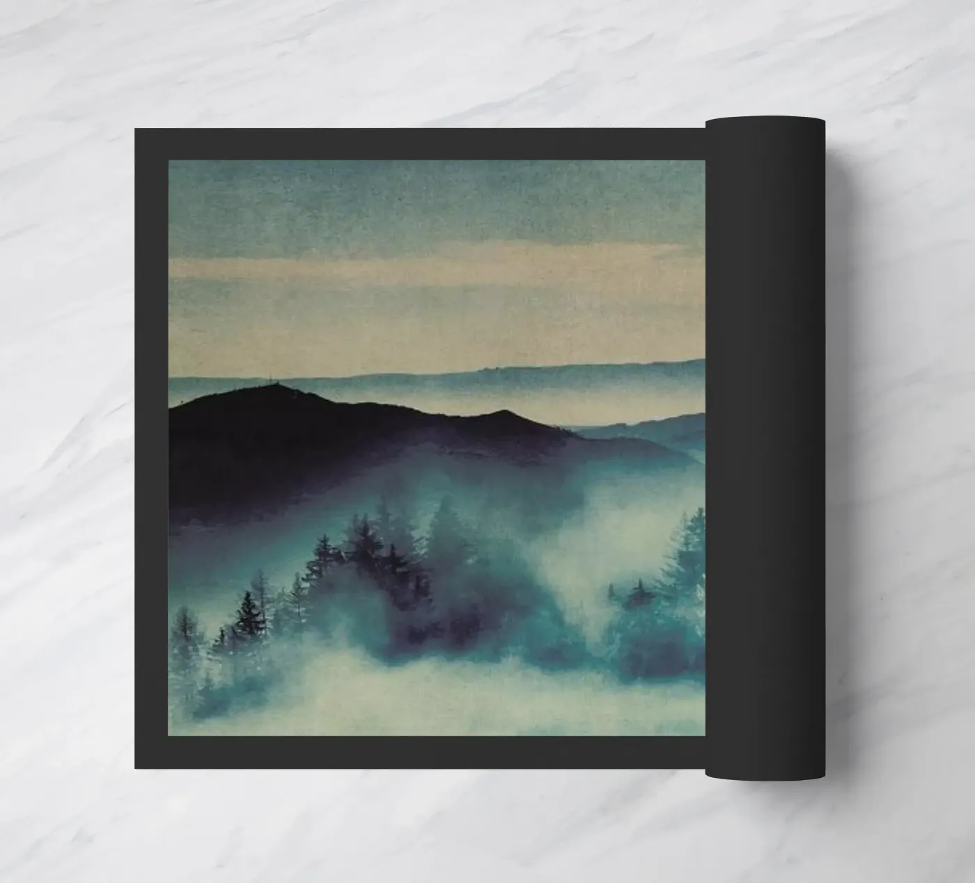 Mountain Range and Pine Forest doormat by Ingrid Beddoes