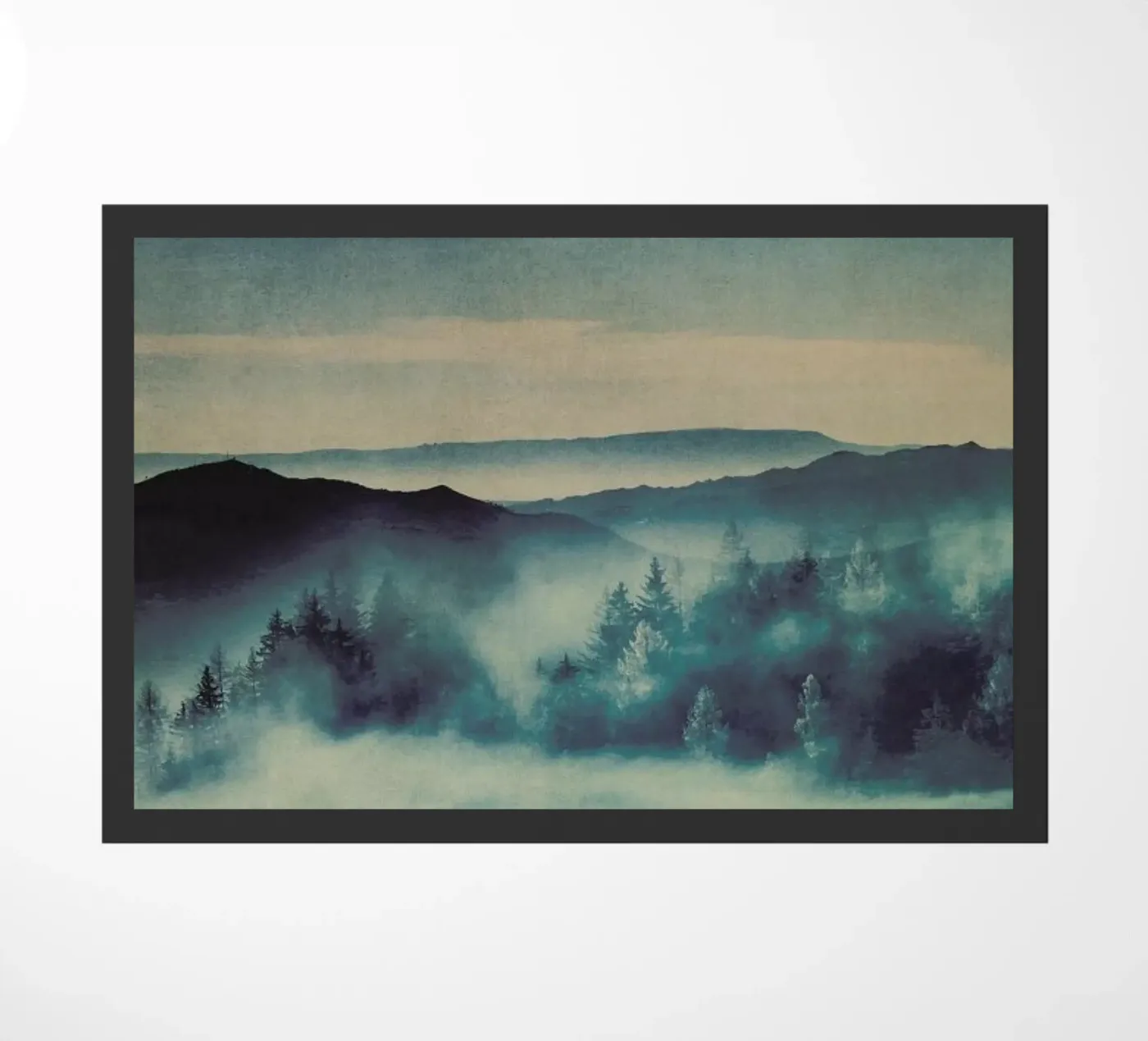 Mountain Range and Pine Forest doormat by Ingrid Beddoes