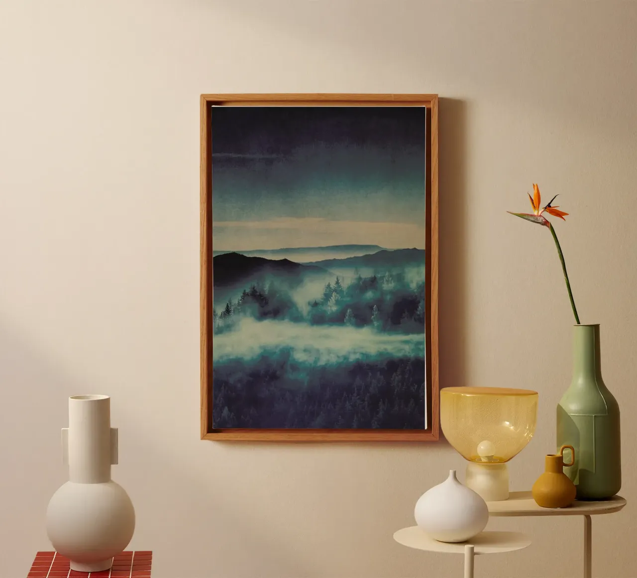 Mountain Range and Pine Forest canvas by Ingrid Beddoes