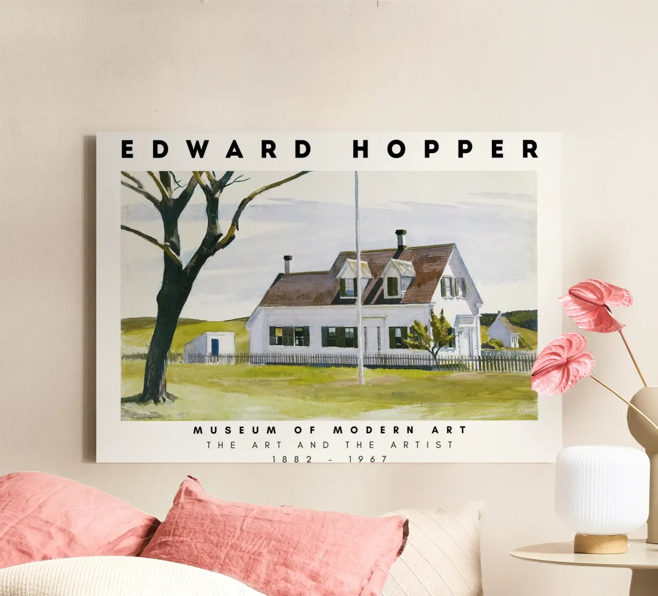 Edward Hopper Dode boom Lombardhuis - Realisme canvas met Baklijst van NorwesClub