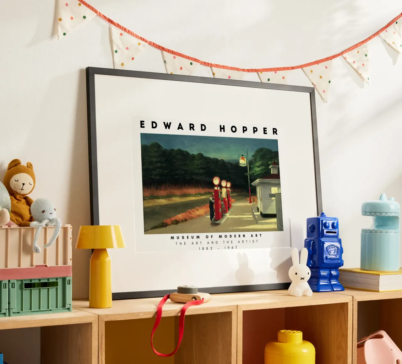 Stazione di servizio di Edward Hopper - Realismo americano d'epoca poster con telaio in alluminio da NorwesClub