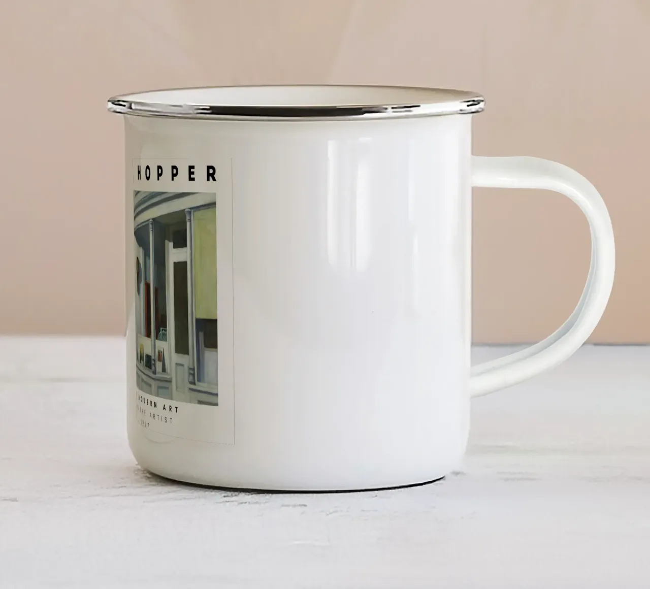 Edward Hopper Seven A.M. | Amerikanischer Realismus Storefront Emaille Tasse von NorwesClub