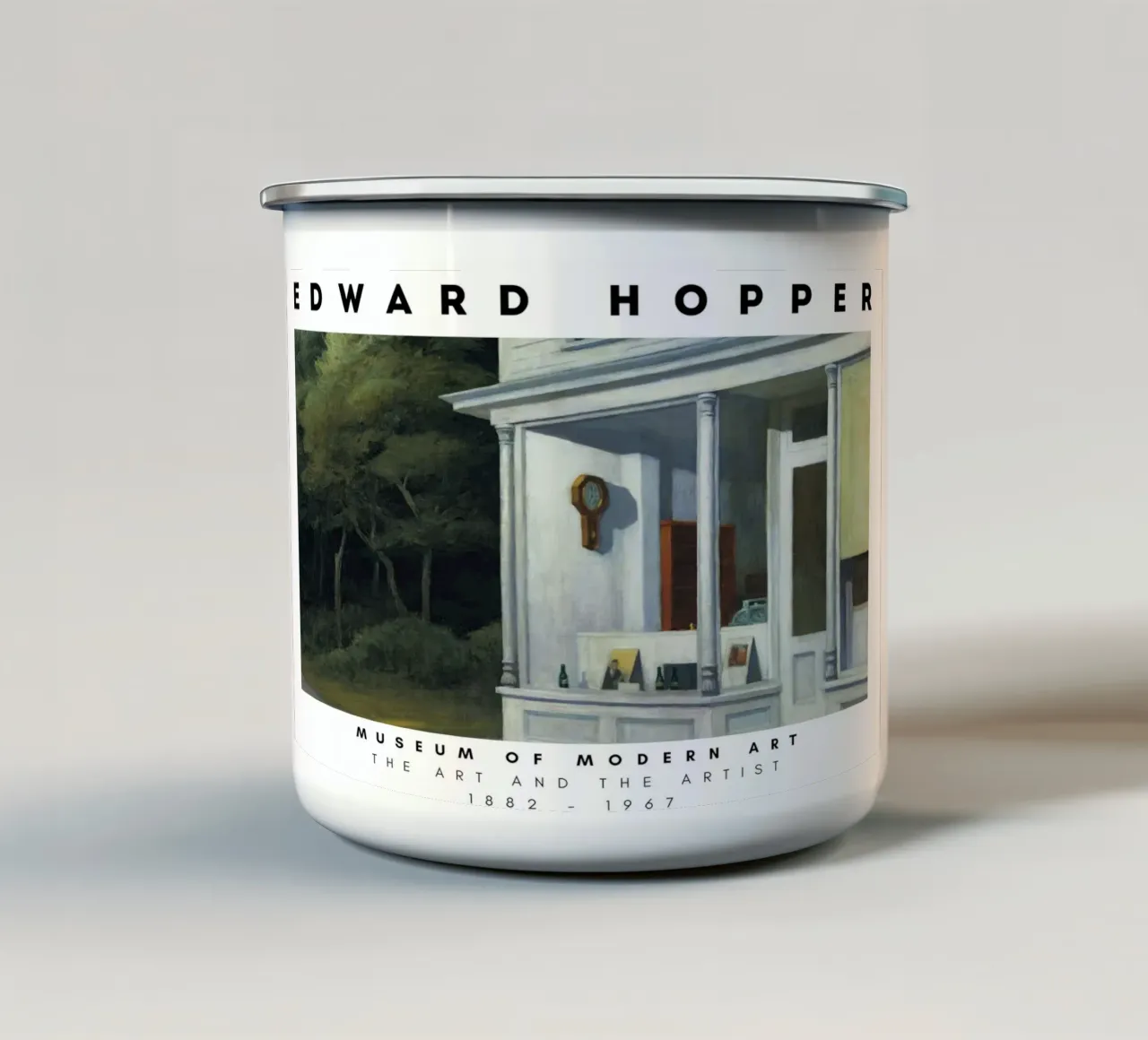 Edward Hopper Seven A.M. | Amerikanischer Realismus Storefront Emaille Tasse von NorwesClub