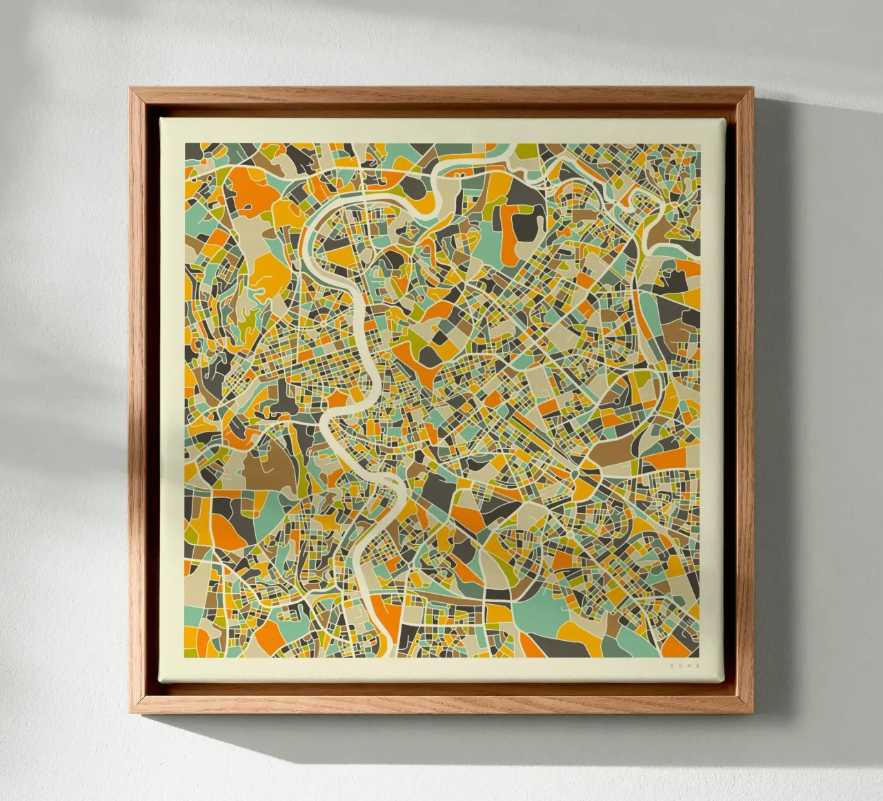 Rome Kaart canvas met Baklijst van Jazzberry Blue