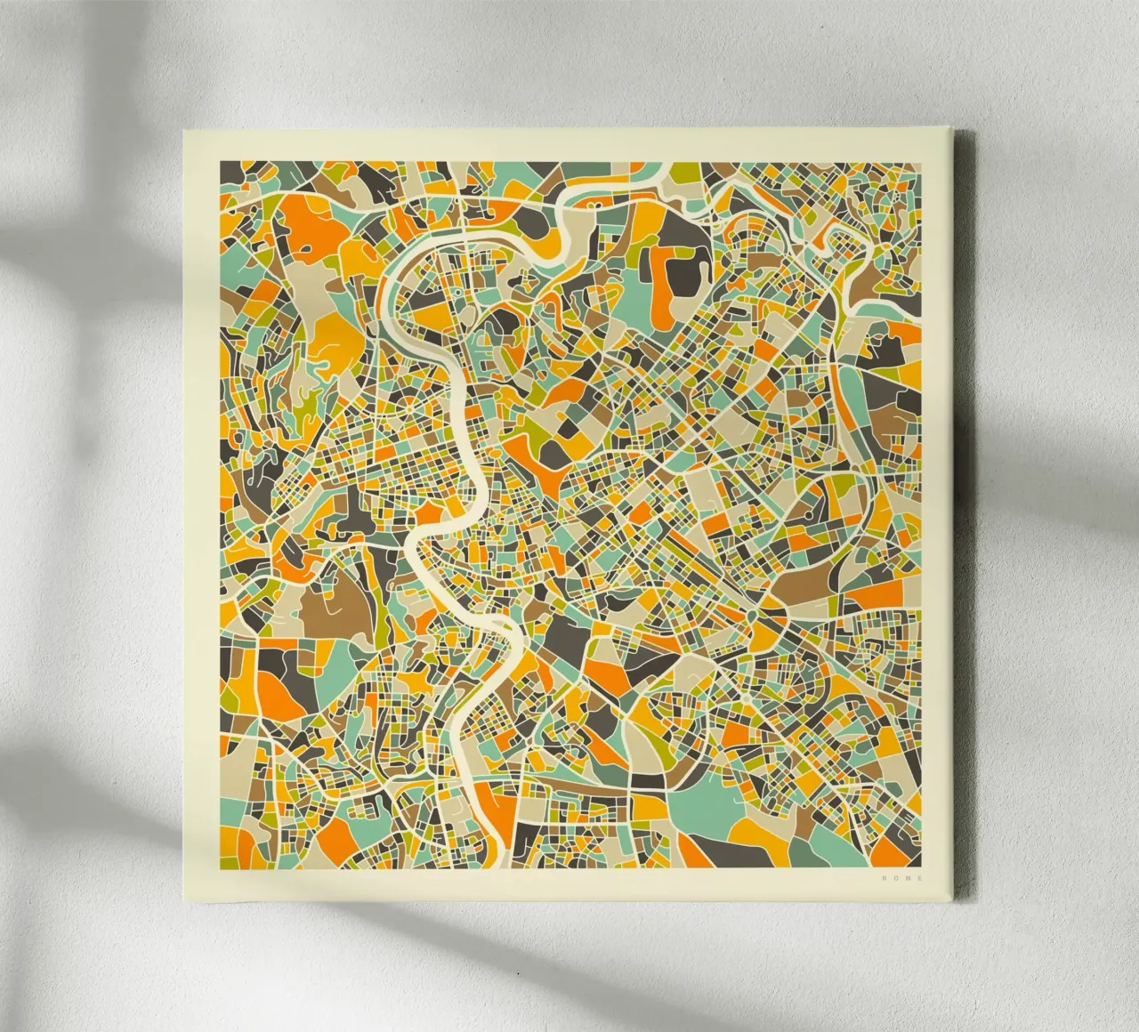 Rome Kaart canvas met Baklijst van Jazzberry Blue