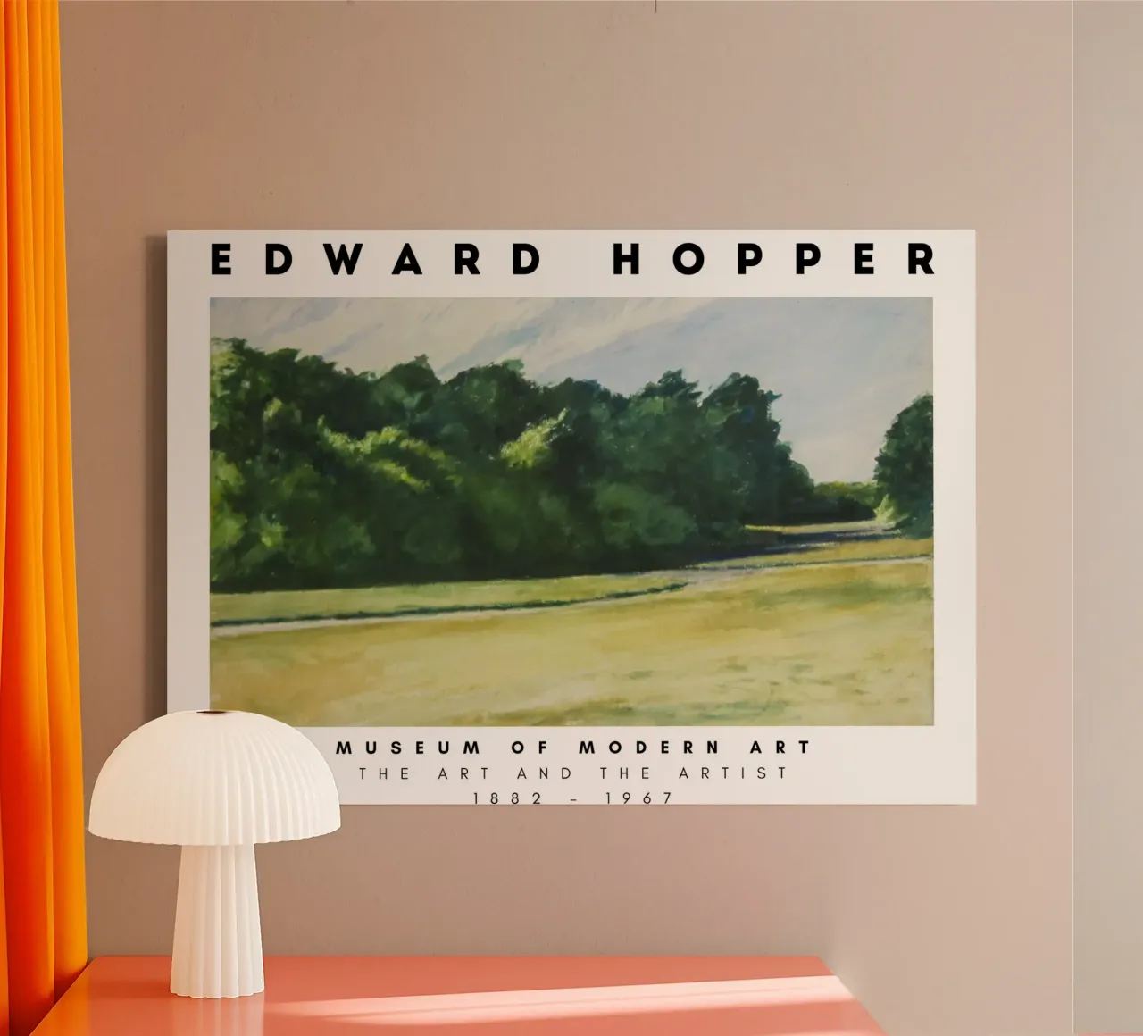 Edward Hopper Bomenmassa - Amerikaanse realistische print canvas met Baklijst van NorwesClub