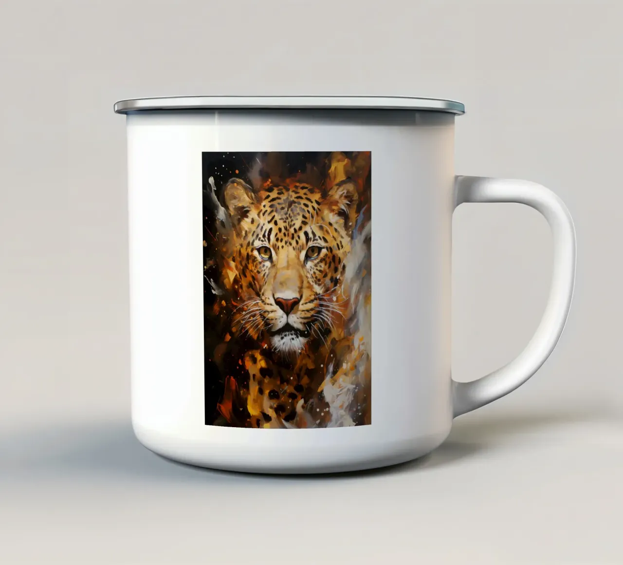 Leopard Abstract tazza in smalto da Mateo
