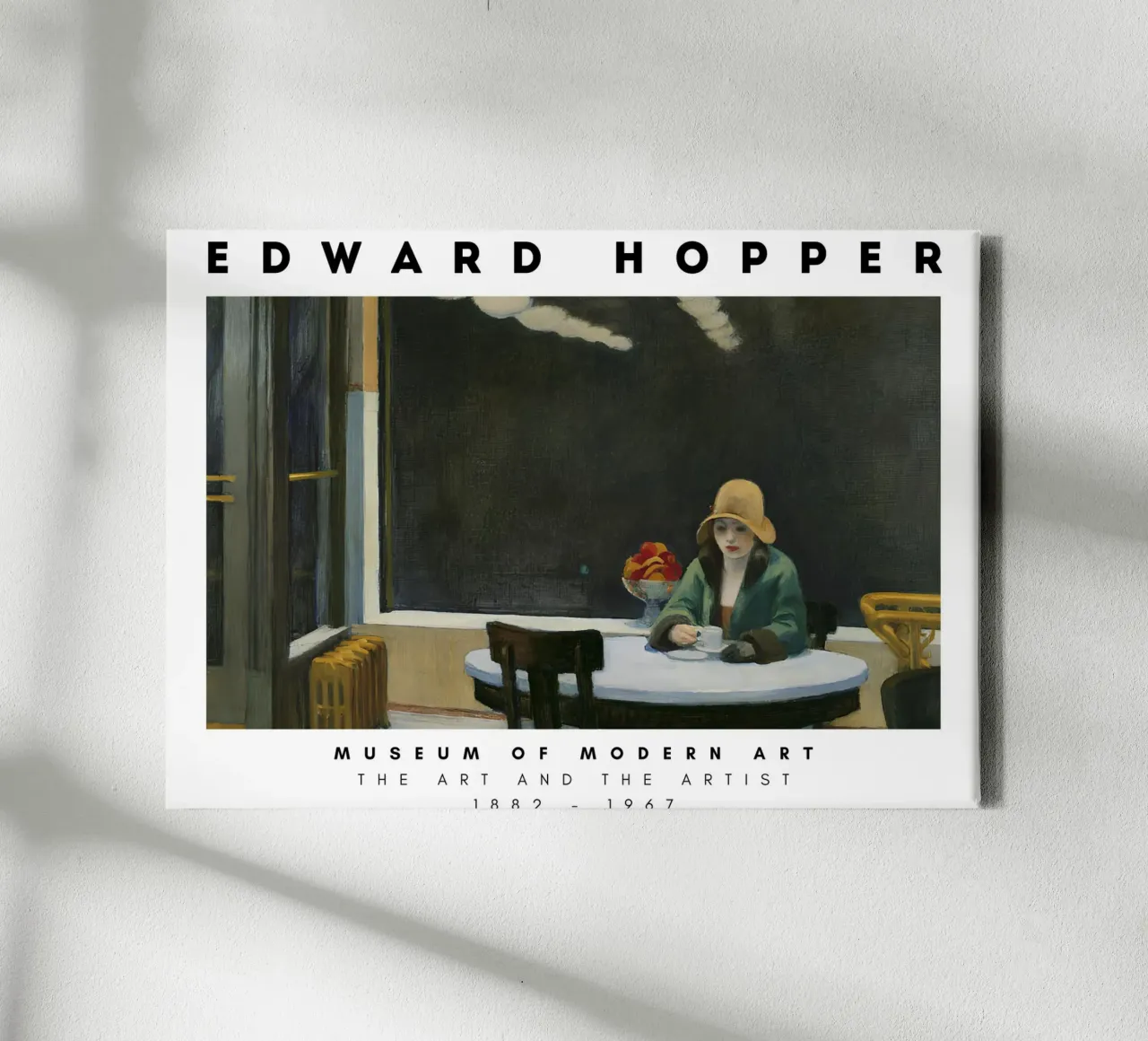 Edward Hopper Automat - Amerikaans realisme Stedelijke kunst canvas met Baklijst van NorwesClub