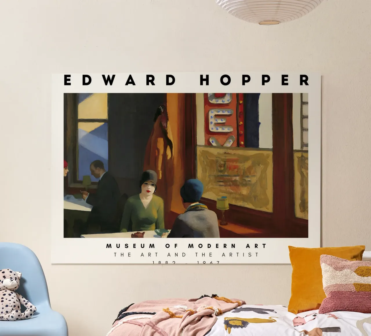 Edward Hopper Chop Suey - Realismo americano Urban Ar poster con telaio in alluminio da NorwesClub