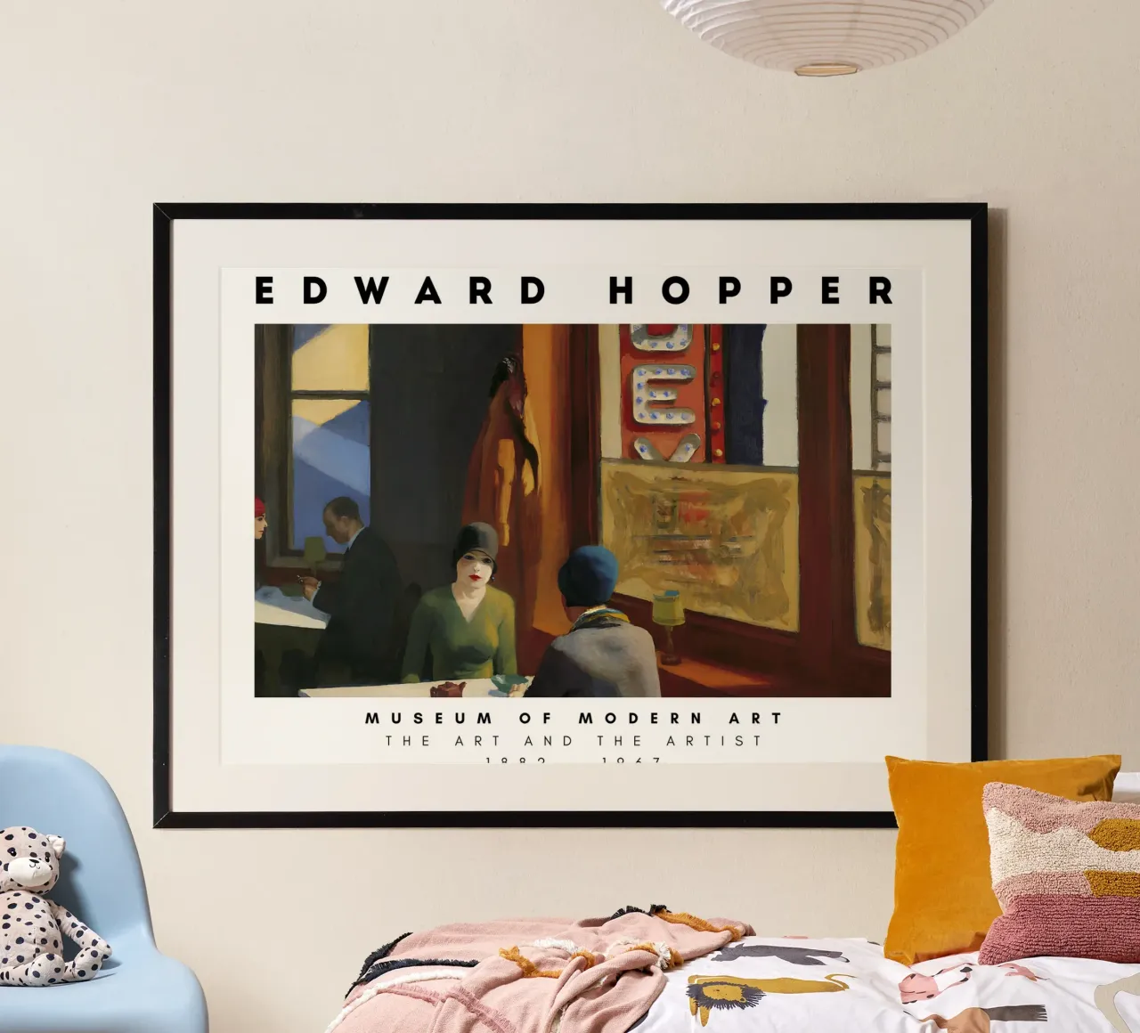 Edward Hopper Chop Suey - Realismo americano Urban Ar poster con telaio in alluminio da NorwesClub
