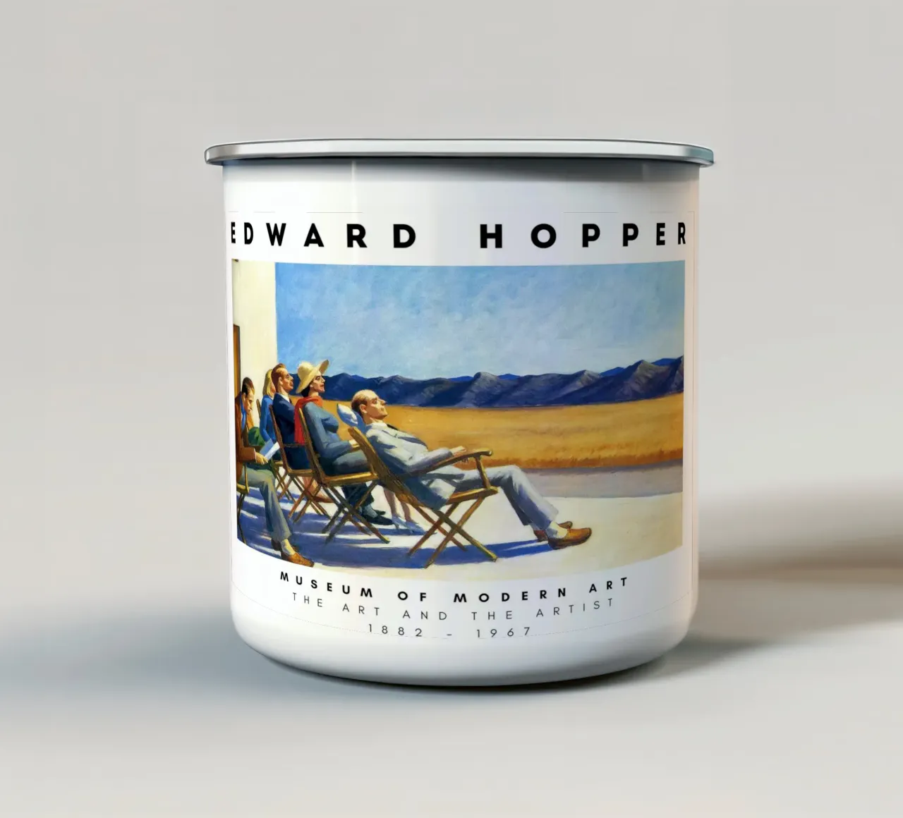 Edward Hopper Mensen in de zon - Amerikaans realisme Print emaille mok van NorwesClub