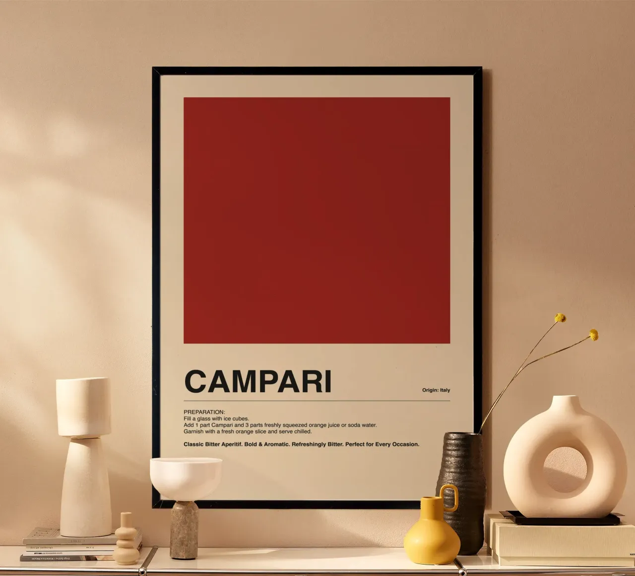 Bitter Heart Campari poster con telaio in plastica da ni-ja artboutique