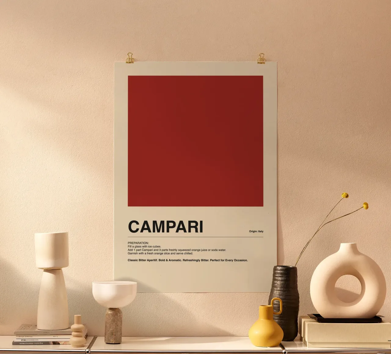 Bitter Heart Campari poster con telaio in plastica da ni-ja artboutique