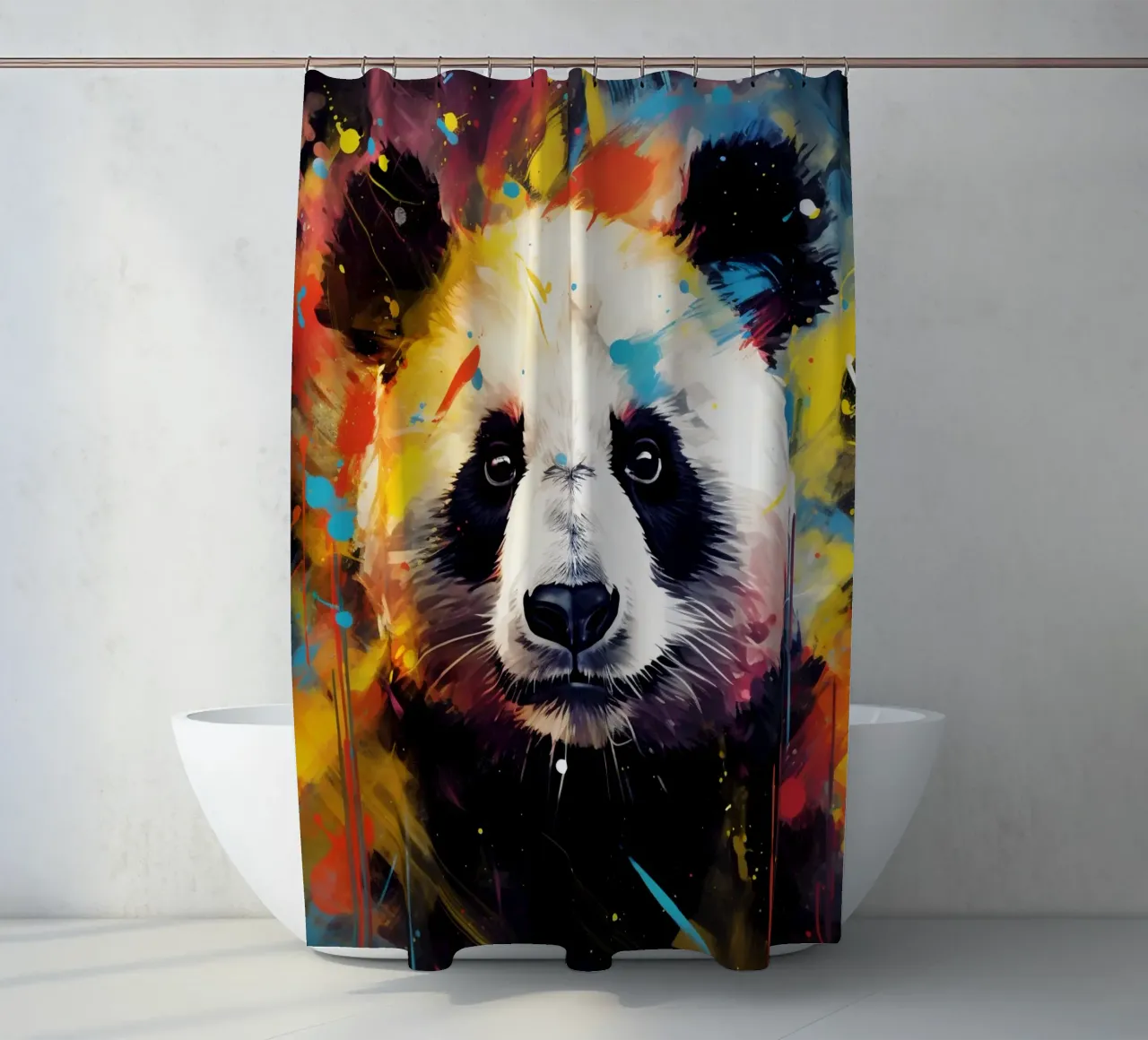 Panda Pop Art shower curtain by Mateo